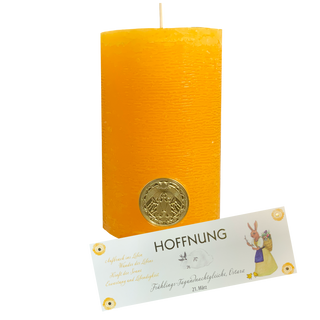 HOFFNUNG Jahreskreiskerze mit Segensmünze und Segenskärtchen