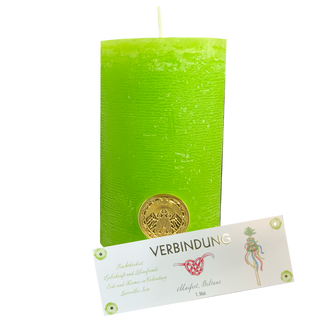 VERBINDUNG Jahreskreiskerze mit Segensmünze und Segenskärtchen