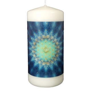 BLUME DES LEBENS blau Energiekerze