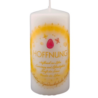 HOFFNUNG Jahreskreiskerze mit Segensmünze und Infokärtchen
