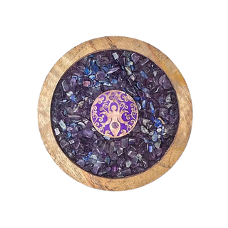 Untersetzer GÖTTIN - Holz mit Amethyst und Lapislazuli